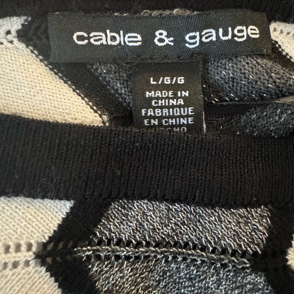 Cable & Gauge Black White Silver Top Size Large - Picture 3 of 5
